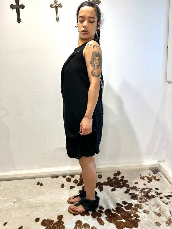 Vintage Cop Copine Avant Garden Drape Black Dress (S)