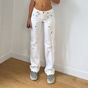 Vintage French White Utility Cargo Pants (XS/S)