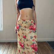 00s Floral Mesh Maxi Skirt (XS/M)