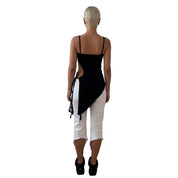 Vintage Punkyfish Black & White Graphic Cut-Out Tie Top (S)