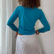 Vintage Turquoise Graphic Long Sleeve Top (S)