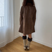 Vintage Brown Leather Button Front Coat (S)