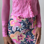 Vintage Pink Lace Corset-Style Top (S)