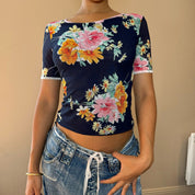 La Perla floral mesh baby tee (S/M)