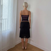 Vintage Italian Pink Black Mesh Cami (S)