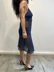 Vintage Italian Sheer Purple Slip Dress (S/M)