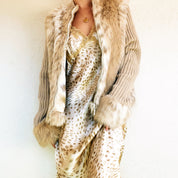 Faux Fur Snow Leopard Coat (M)