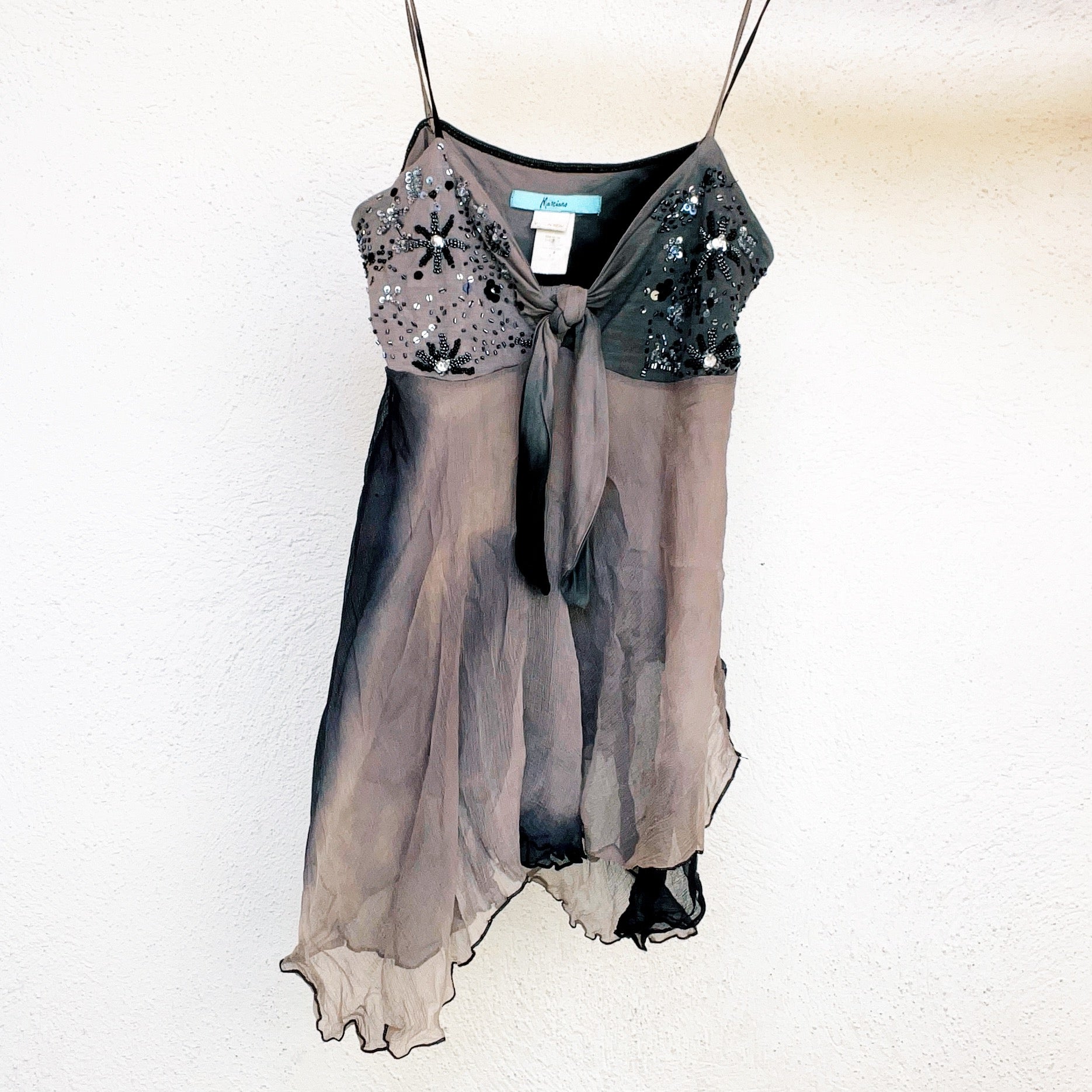 Gray & Black Beaded Fairy Tank (S)
