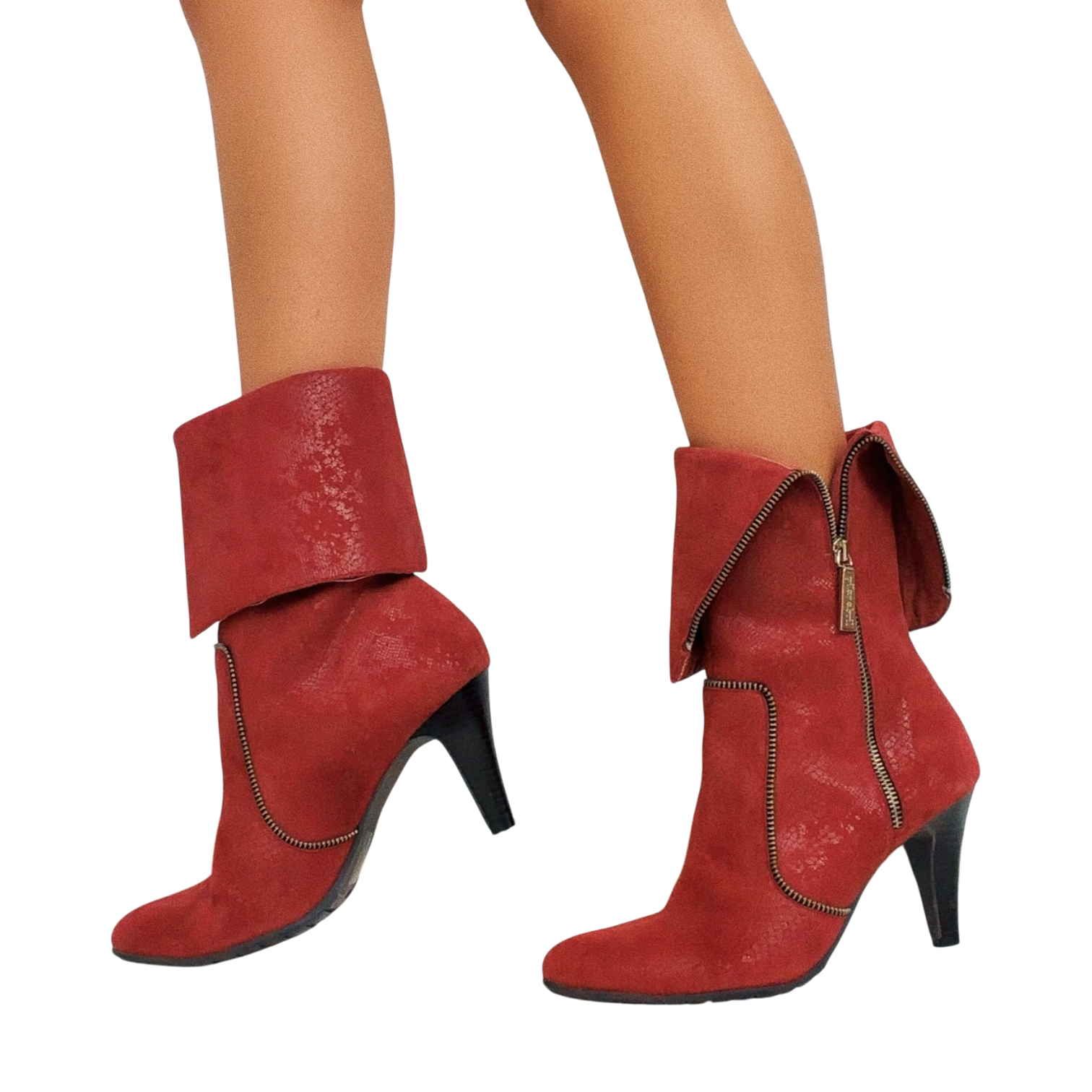 Snakeskin Patterned Zipper Boots (8.5/9)