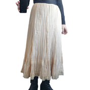 Cream Pleated Lace Skirt (L)