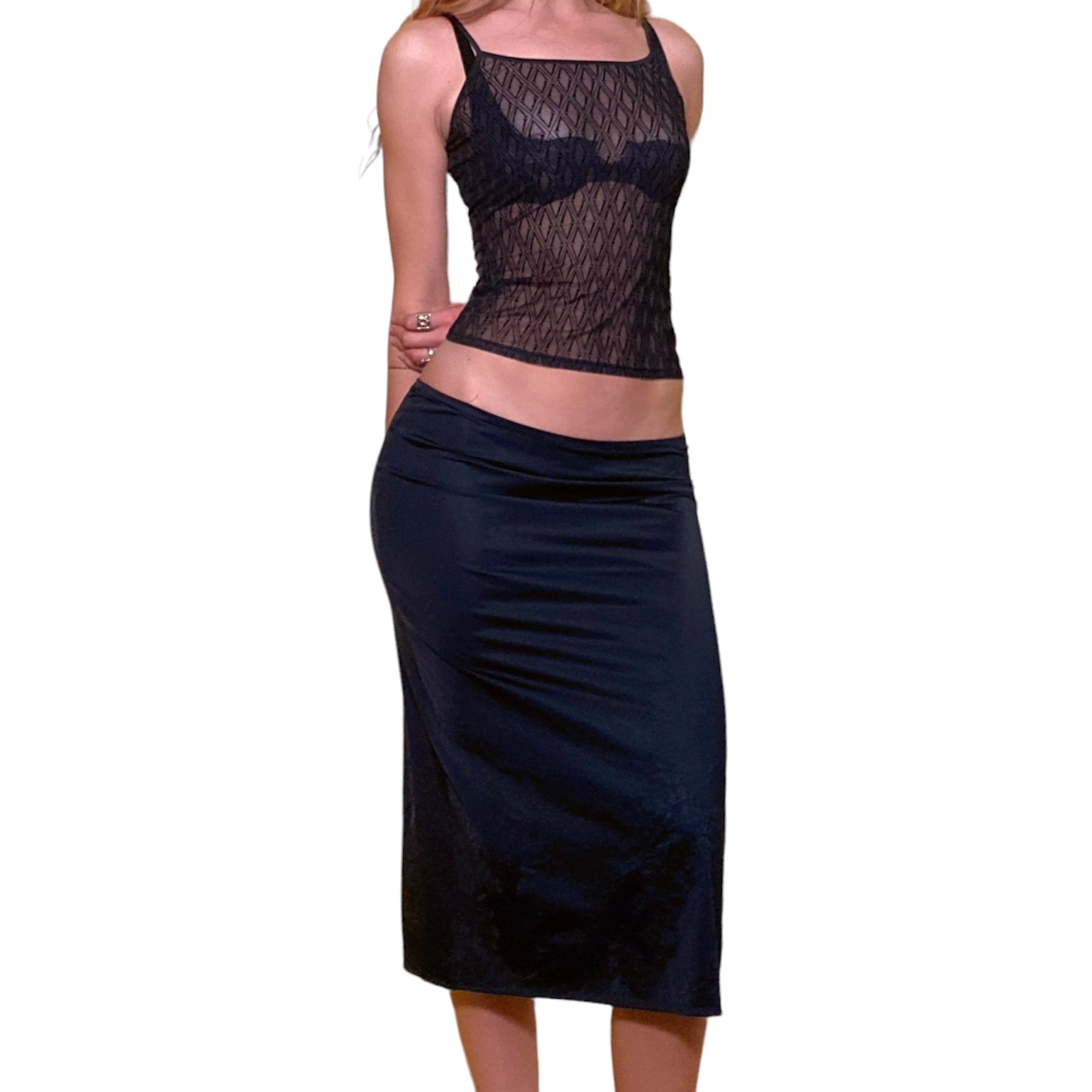 Vintage Noir Satin Slip (S)