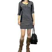 Y2K Striped Hooded Dress (S/M)