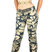 Y2K Low Rise Camo Cargo Flares (M)