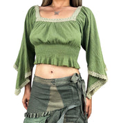 Early 2000s Bell Sleeve Crop Top (M/L)