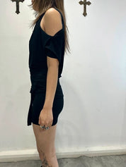Black Subversive Avant Garde Jersey Mini Dress (S)