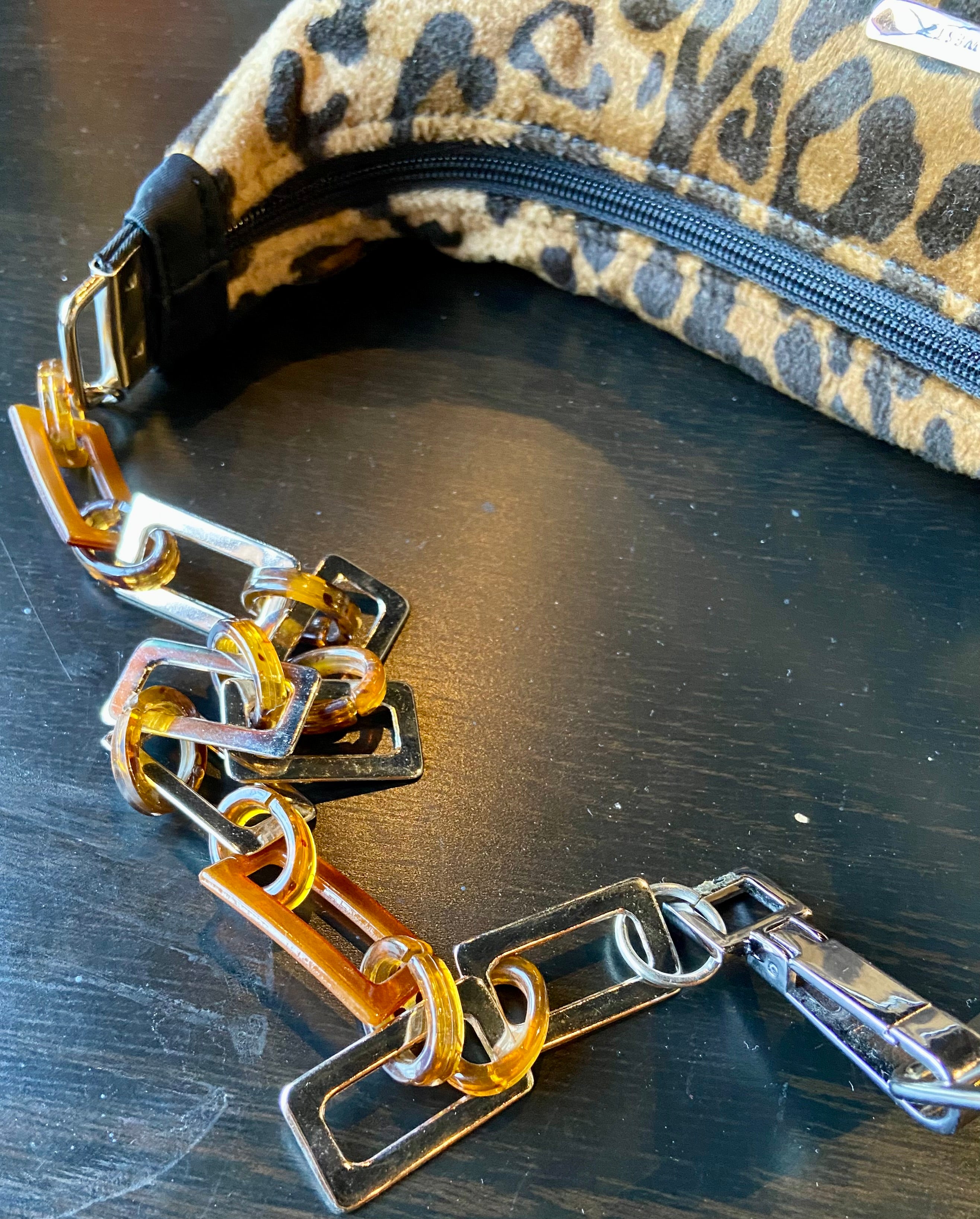 reworked chain handles Nine West bag color animal print