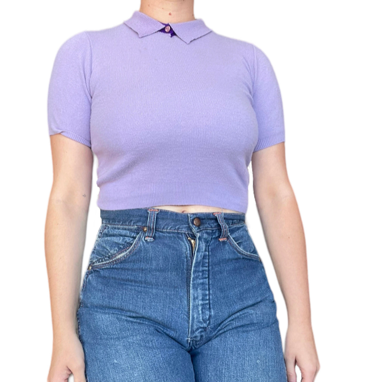 Vintage 1950s Lavender Cashmere Cropped Sweater (S)