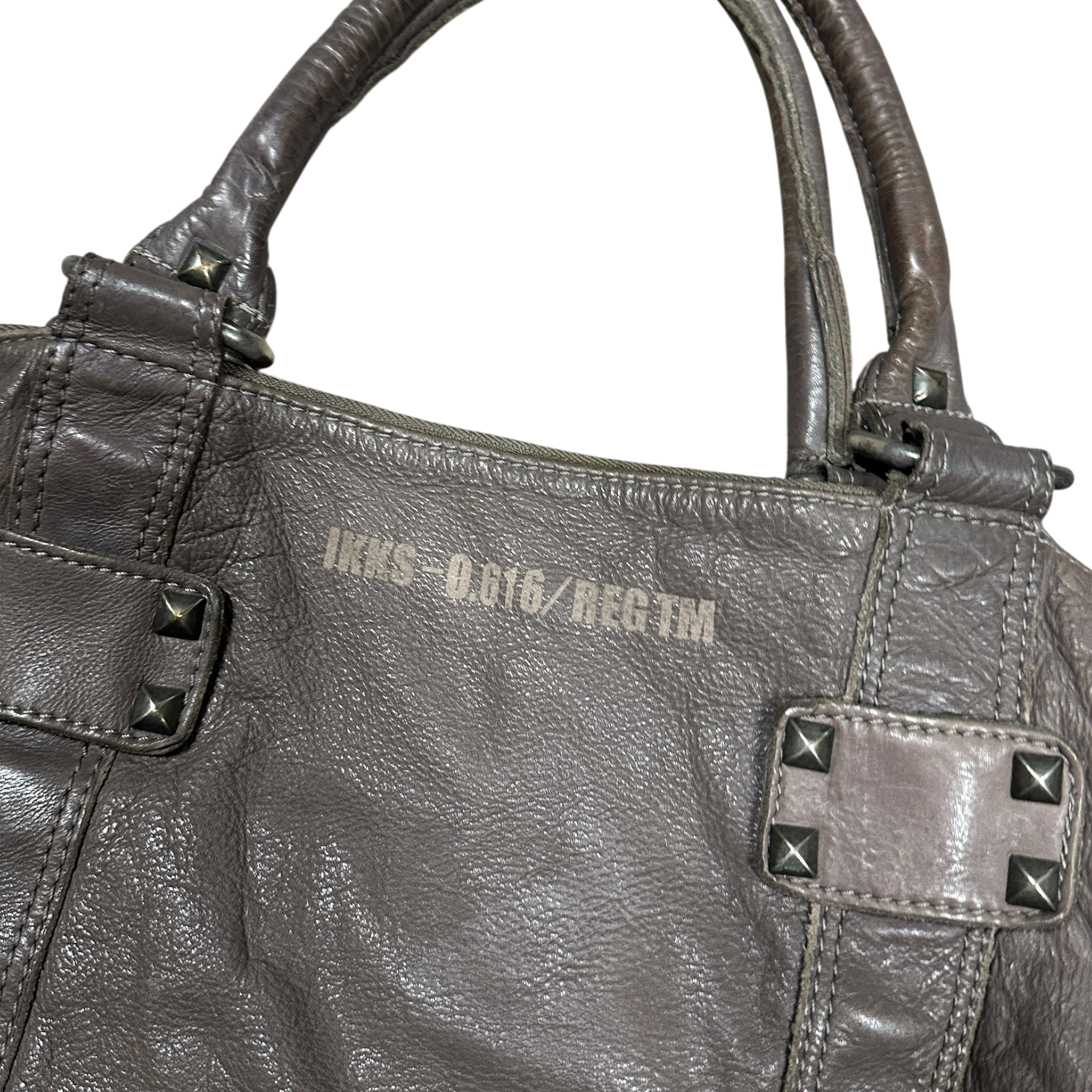Vintage IKKS Studded 2010s Oversized Leather Bag