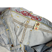 Rare Y2K Ed Hardy devil sailor denim capris (28)