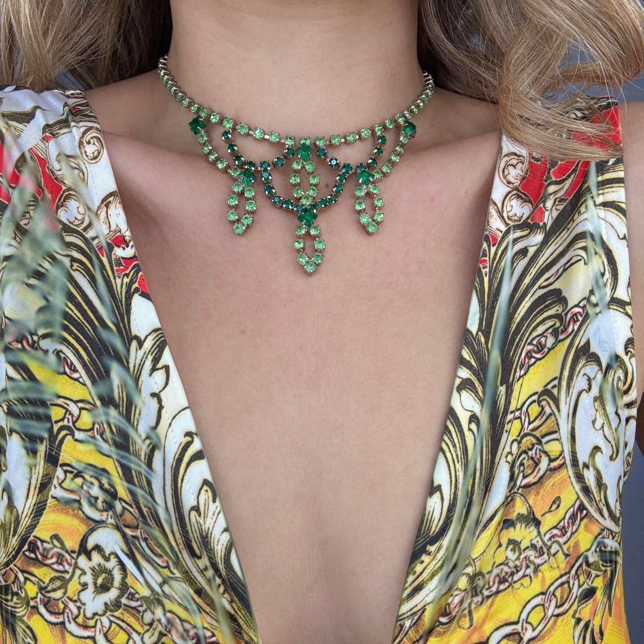 1950s Green Crystal Necklace