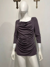 Vintage Avant Garde Purple Draped Neck Long sleeve top (M)