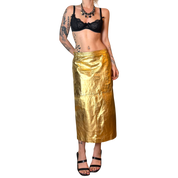 Vintage Gold Leather Skirt Suit (M/L)