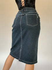 Vintage Denim Midi Skirt - Large