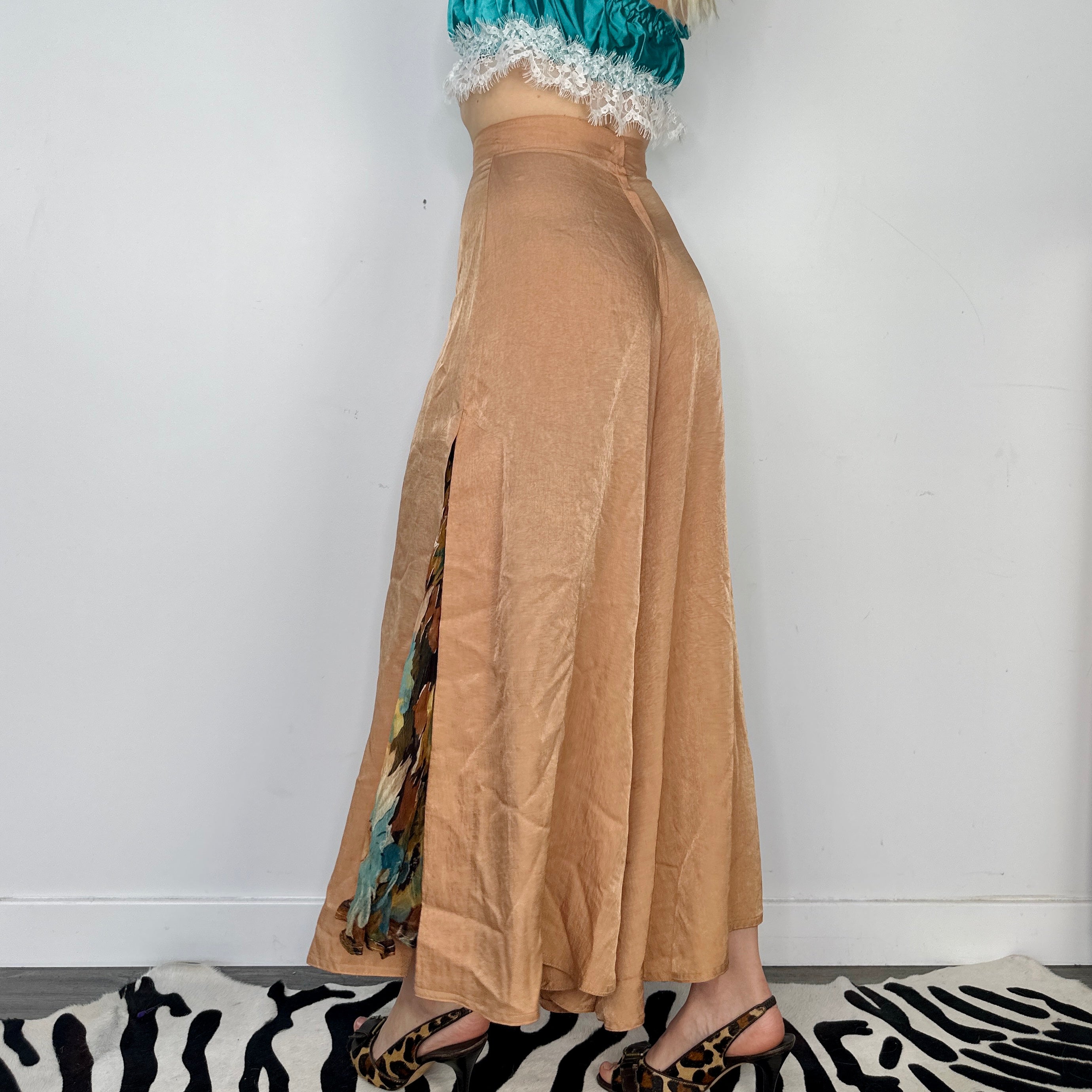Vintage Side Split Palazzo Pants (XS)