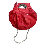 Vintage Red Leather Diesel Avant Garde Chain Slouch Handbag