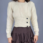 Vintage Asymmetrical Button Up Wool Sweater (S/M)
