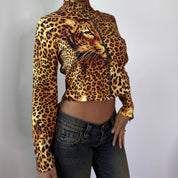 Vintage Leopard Print Zip Up Jacket (S) ⠀