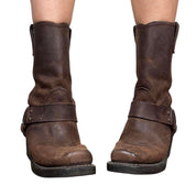 90s Brown Leather Buckle Harness Boots (6.5)