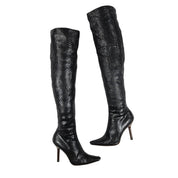 Vintage Gucci F/W 99' Black Anaconda Snakeskin Over-the-Knee Boots (6)