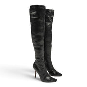 Vintage Gucci F/W 99' Black Anaconda Snakeskin Over-the-Knee Boots (6)