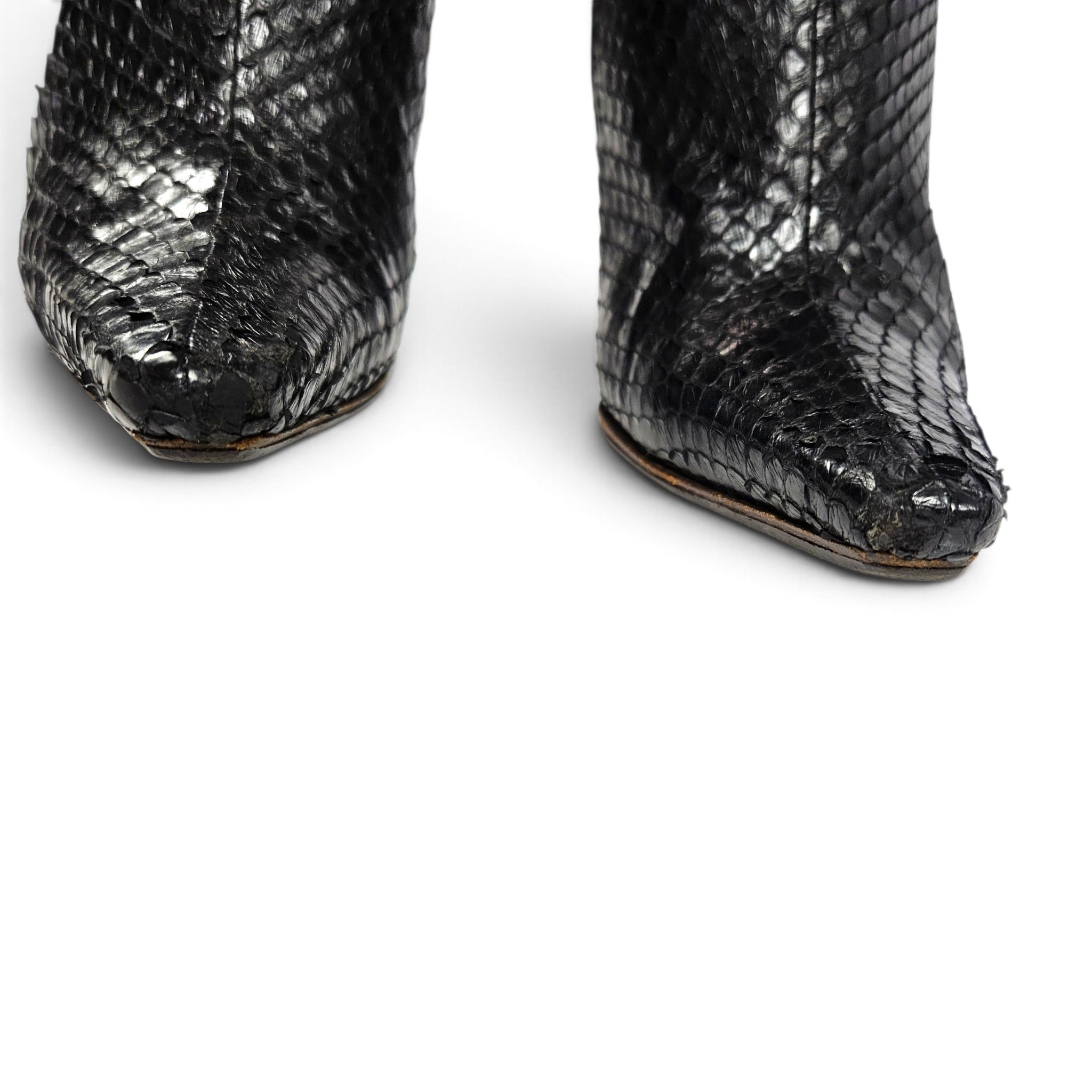 Vintage Gucci F/W 99' Black Anaconda Snakeskin Over-the-Knee Boots (6)