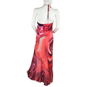 Vintage Roberto Cavalli Silk Maxi Dress Rose Print (S)