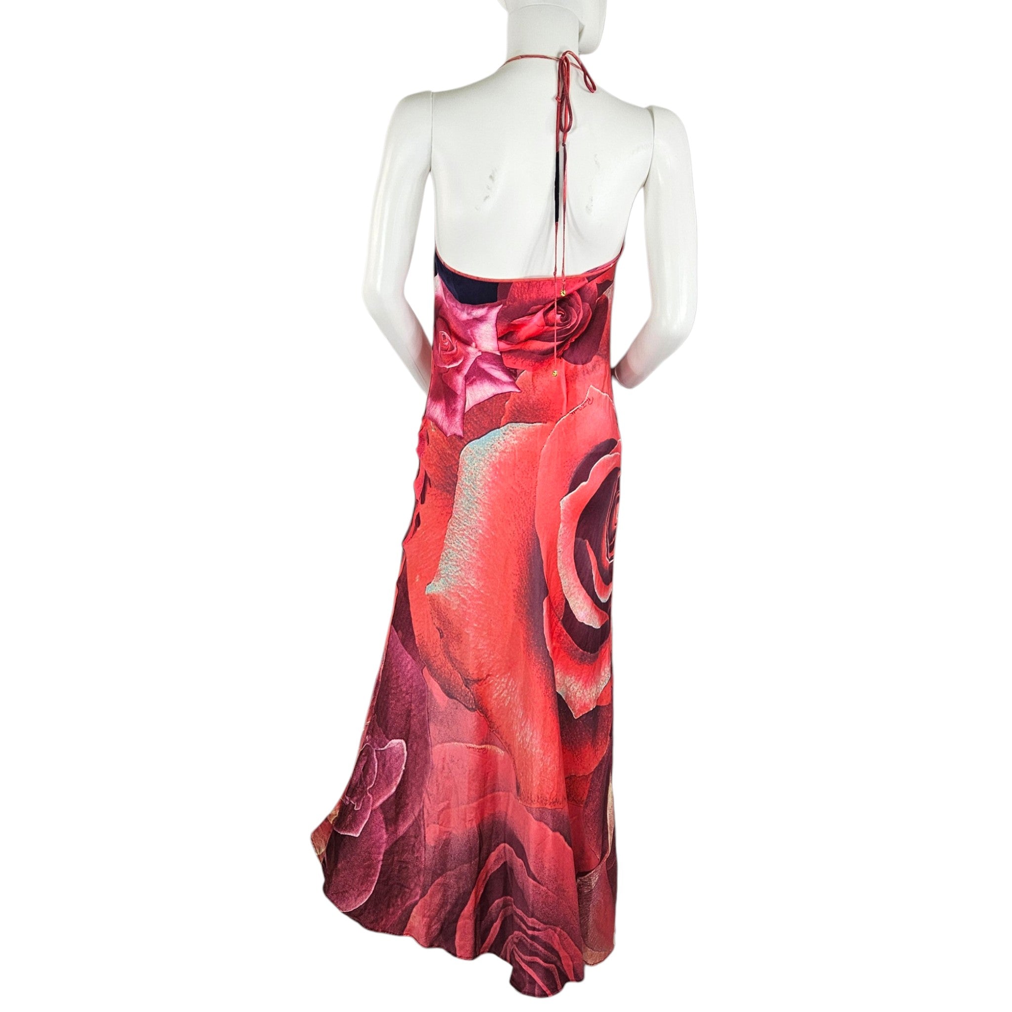 Vintage Roberto Cavalli Silk Maxi Dress Rose Print (S)