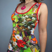 Euro Vintage Surrealist Print Lace Trim Cami (S)