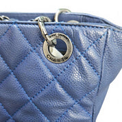 Vintage Chanel Caviar Petite Shopping Tote Blue Quilted