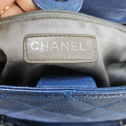 Vintage Chanel Caviar Petite Shopping Tote Blue Quilted
