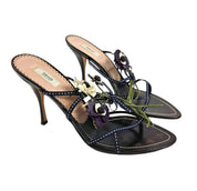 Vintage Prada Heels Leather Flower Mules Y2k (7)