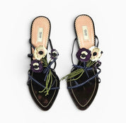 Vintage Prada Heels Leather Flower Mules Y2k (7)