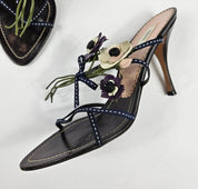 Vintage Prada Heels Leather Flower Mules Y2k (7)