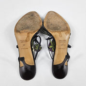 Vintage Prada Heels Leather Flower Mules Y2k (7)