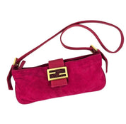 Y2k Fendi Baguette Suede Shoulder Bag Fuchsia Pink Vintage