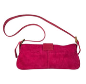 Y2k Fendi Baguette Suede Shoulder Bag Fuchsia Pink Vintage