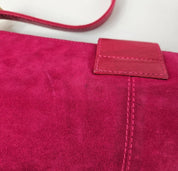 Y2k Fendi Baguette Suede Shoulder Bag Fuchsia Pink Vintage