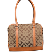 Vintage Coach Signature Camel Jacquard Shoulder Bag