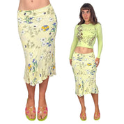 Yellow Yin Yang Midi Skirt (S/M)