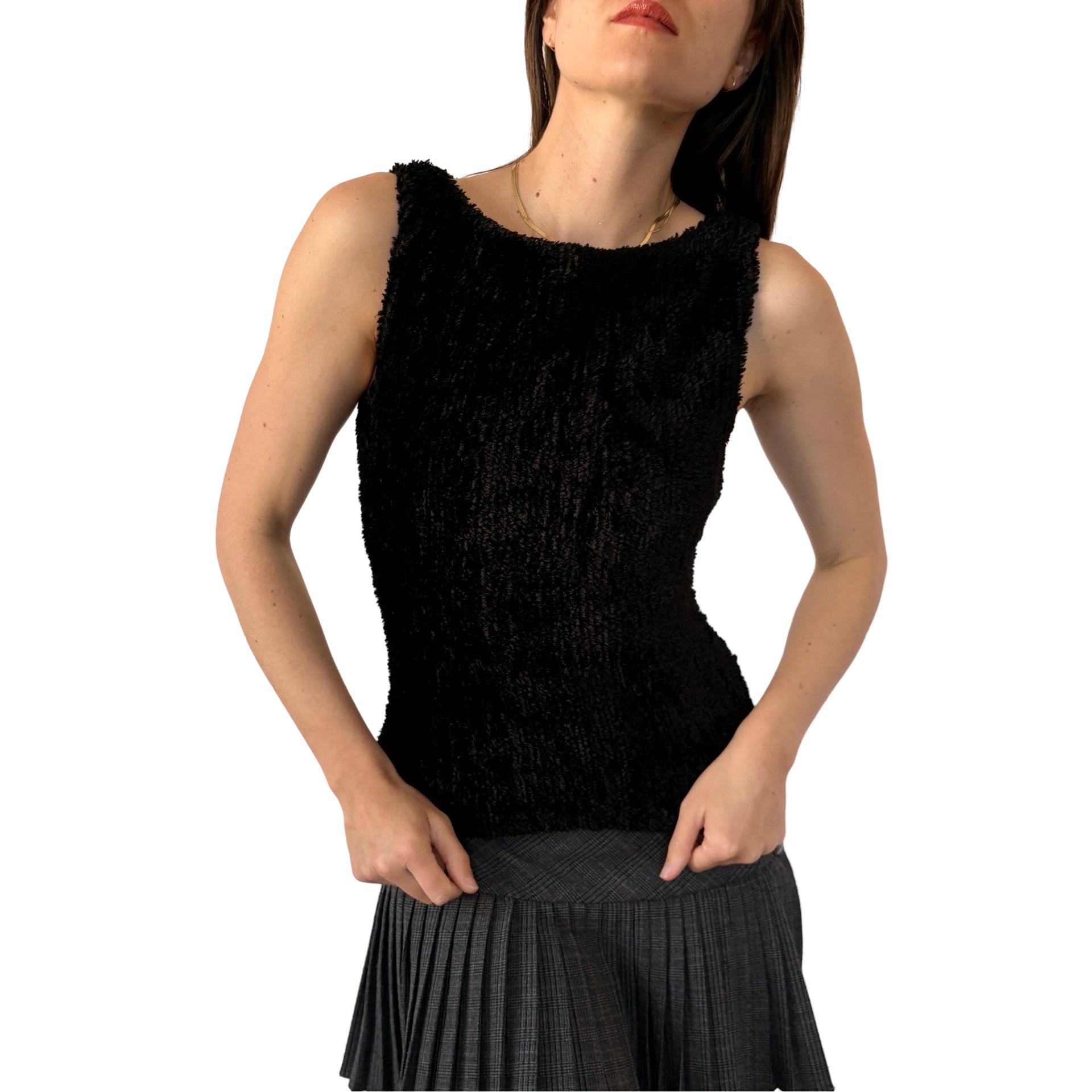 90s Noir Fuzzy Tank (S/M)